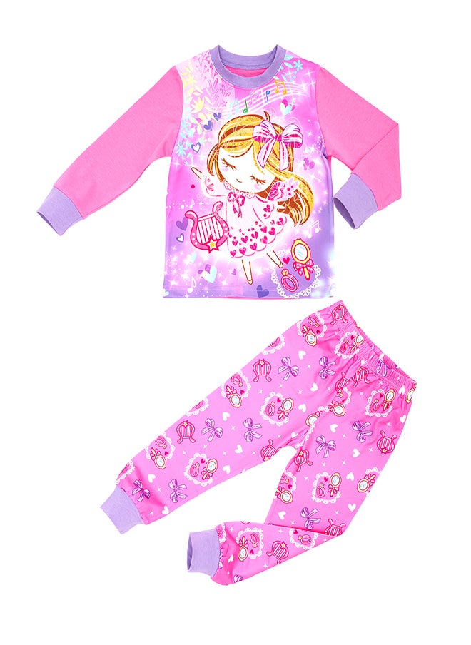 Ballerina Princess Glow-in-the-Dark Cotton Pajama Set for Girls