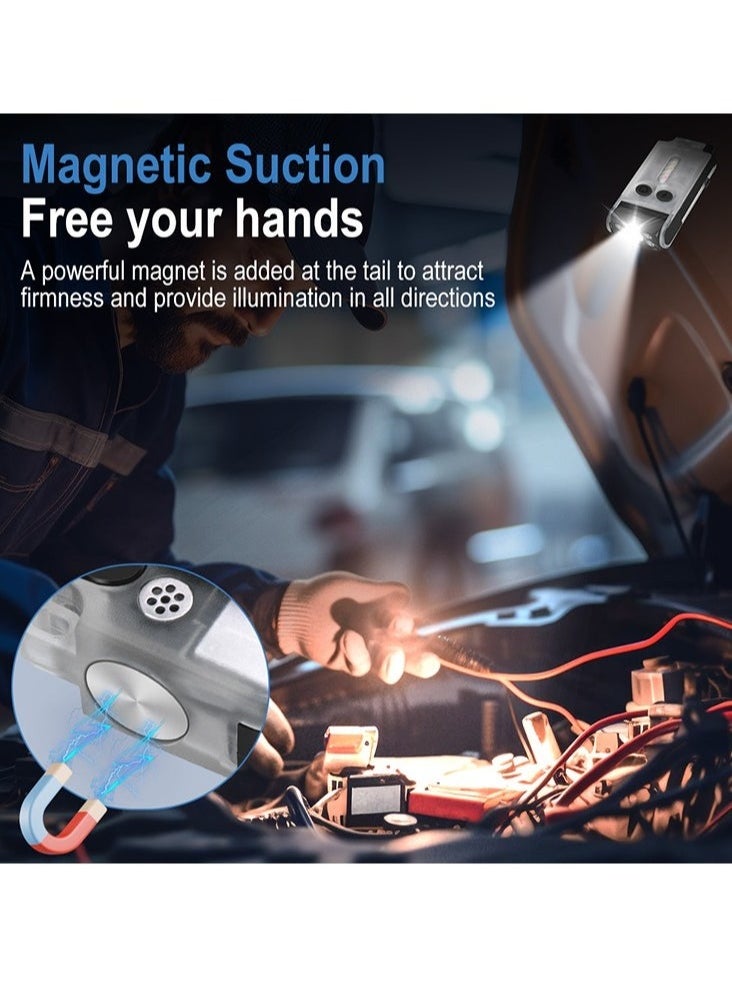 V30 LED Keychain EDC Fluorescence Flashlight Clip Warm Work Light Type-C Rechargeable Torch Magnet Camping Pocket Lantern