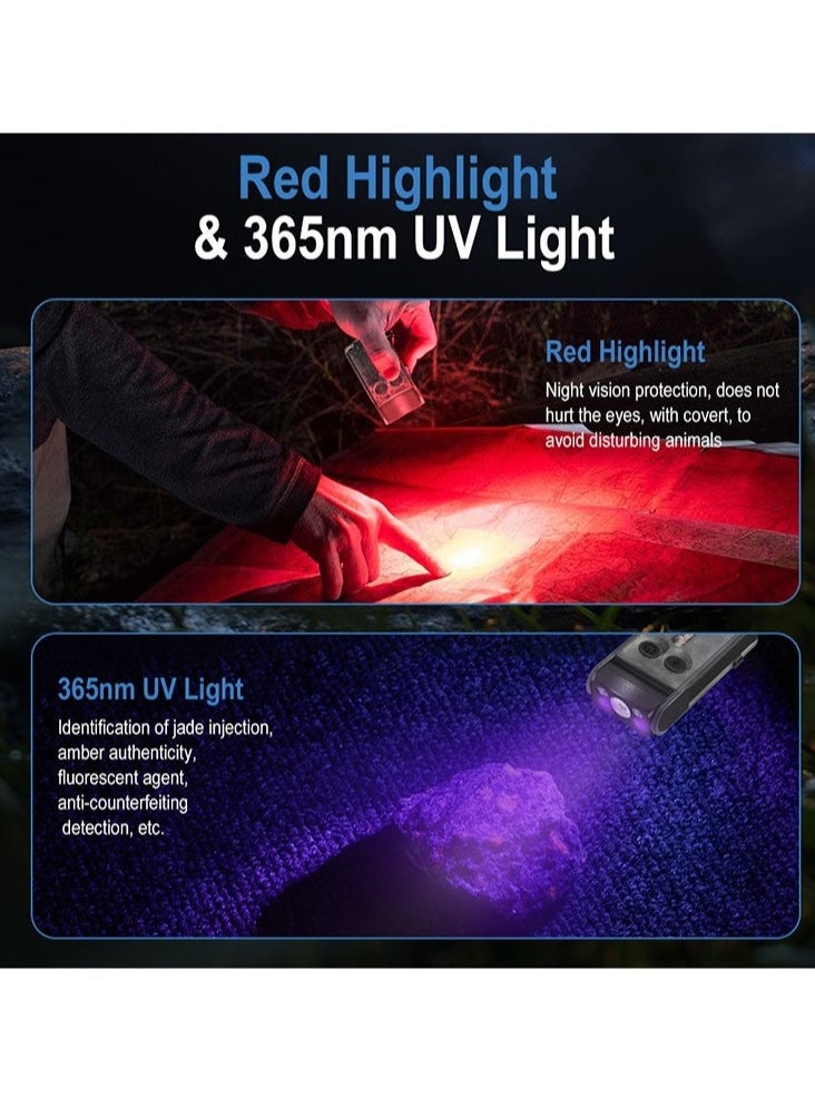 V30 LED Keychain EDC Fluorescence Flashlight Clip Warm Work Light Type-C Rechargeable Torch Magnet Camping Pocket Lantern