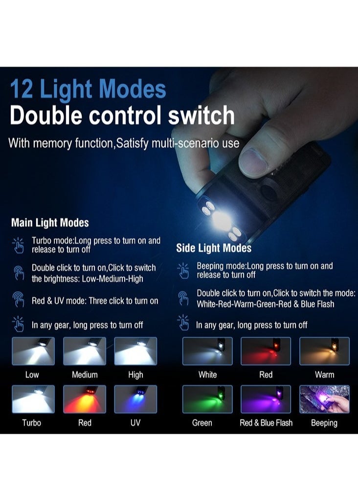 V30 LED Keychain EDC Fluorescence Flashlight Clip Warm Work Light Type-C Rechargeable Torch Magnet Camping Pocket Lantern