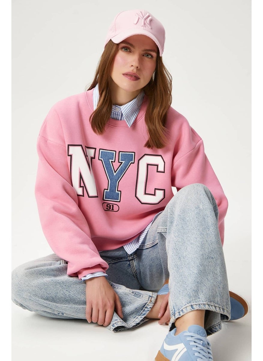 Women's Cool Pink Raised Sweatshirt