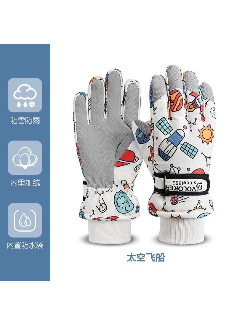 Kids Winter Gloves Warm Waterproof Snow PlaySpaceship Spaceship