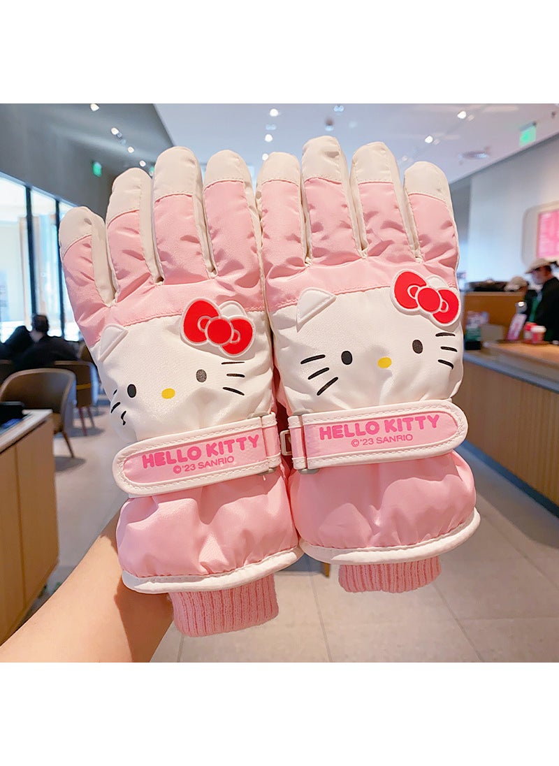 Cute Girls Plush Winter Ski Gloves InsulatedPink Cat (4-7 years old) Pink Cat (4-7 years old)