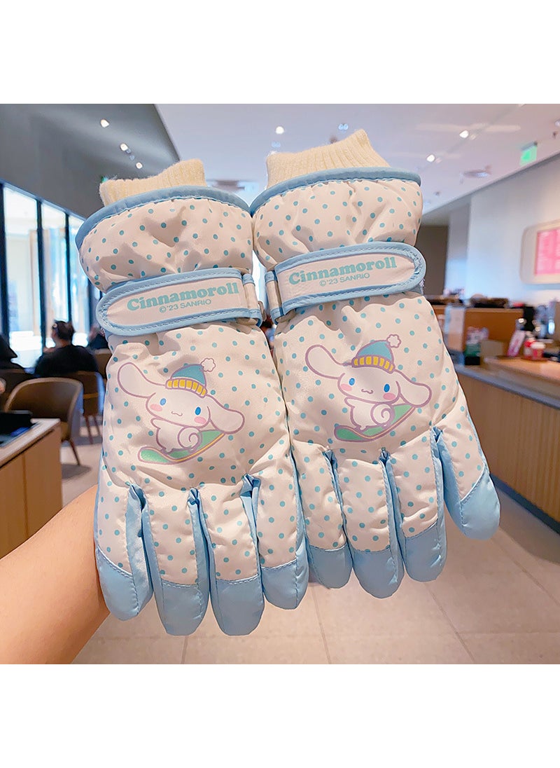 Cute Girls Plush Winter Ski Gloves InsulatedWhite ski dog (6-12 years old) White ski dog (6-12 years old)