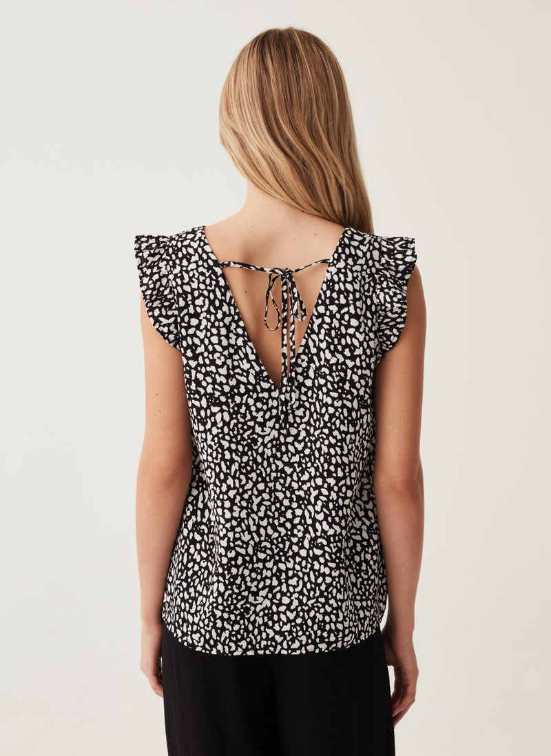 Ovs Blouse With Patterned Flounce