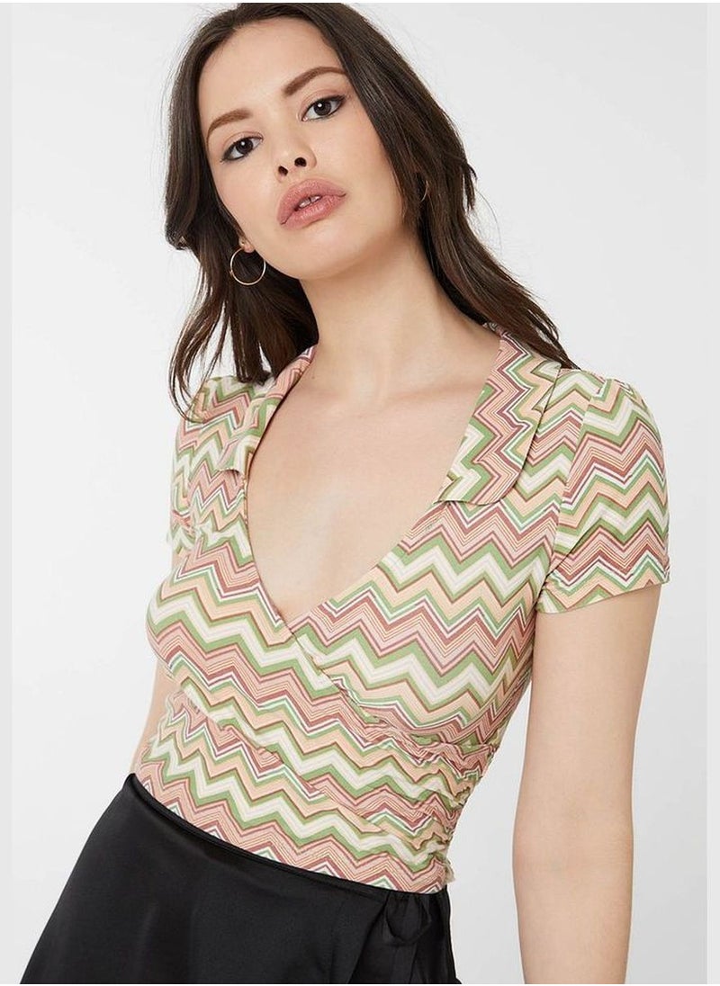 Zigzag Surplice Top