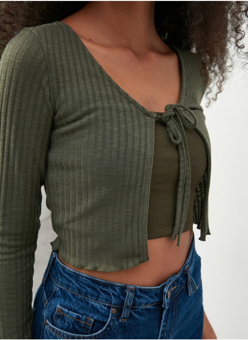 Tie Detail Knitted Crop Top