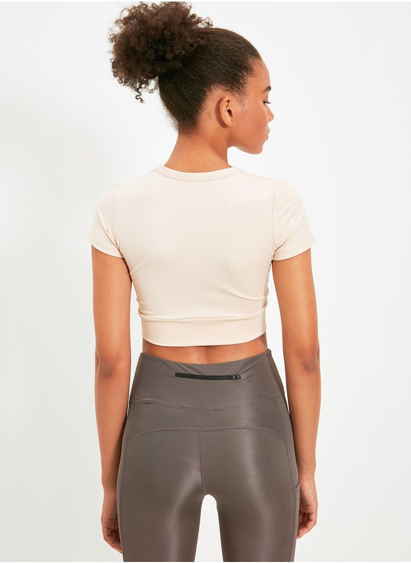 Crew Neck Wrap Crop Top