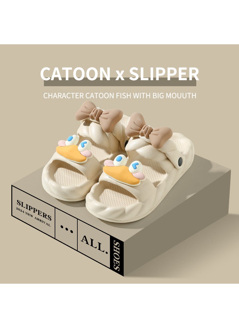 Cartoon Cute Summer Thick-Soled EVA SlippersKhaki Khaki