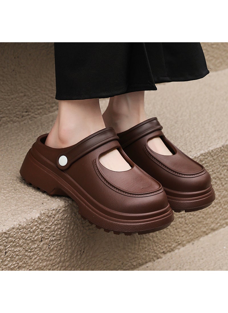 Womens Korean-style Internet-famous Fashion Trend Bonken Shoes Sandals Wear-resistant Non-slip High-end Slippers Height-increasing SandalsBrown Brown