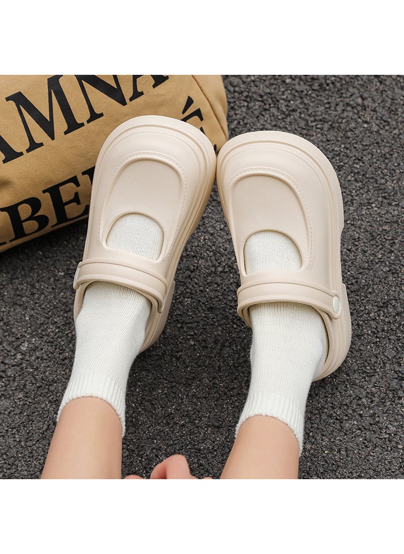 Womens Korean-style Internet-famous Fashion Trend Bonken Shoes Sandals Wear-resistant Non-slip High-end Slippers Height-increasing SandalsWhite White