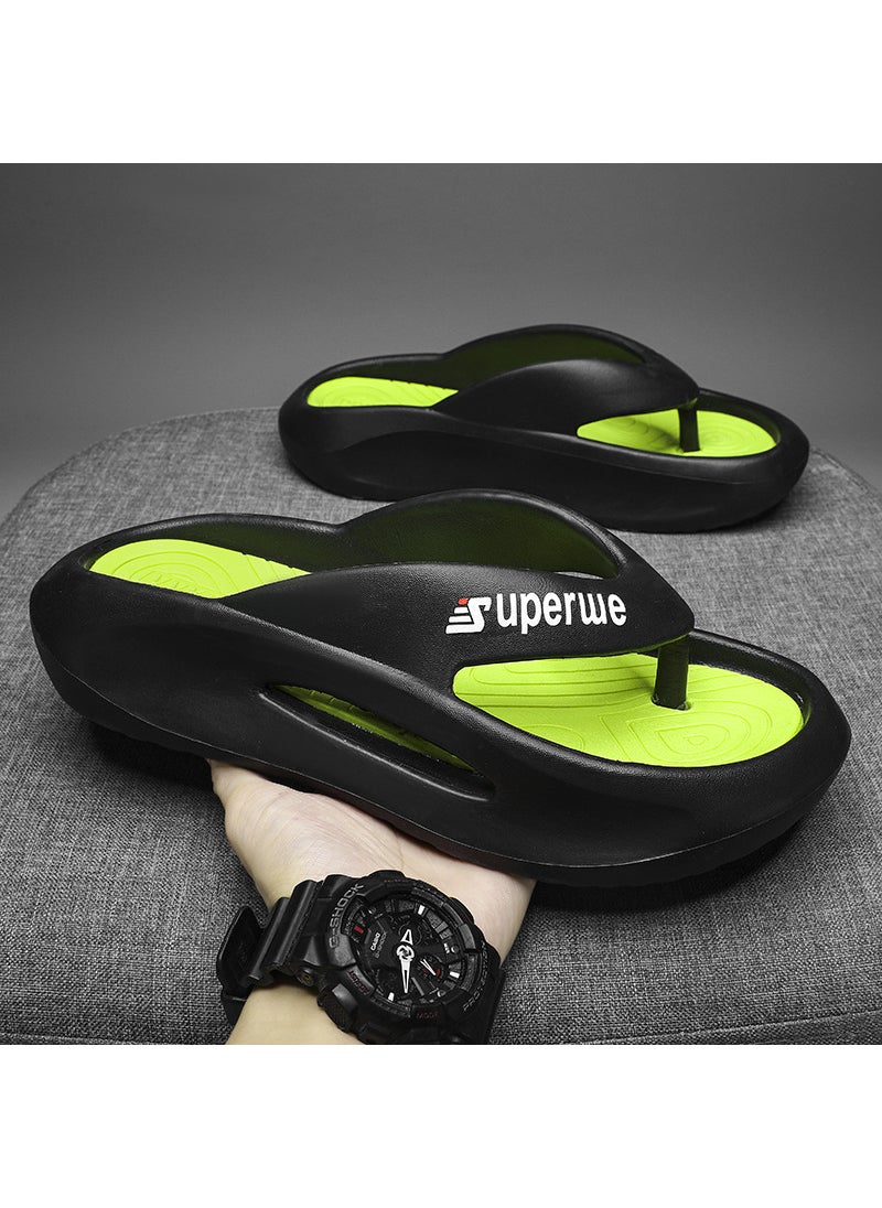 2023 thick-soled Simple Mens flip-flops EVA trendy fashion summer flip-flops for foreign tradeBlack Green Black Green