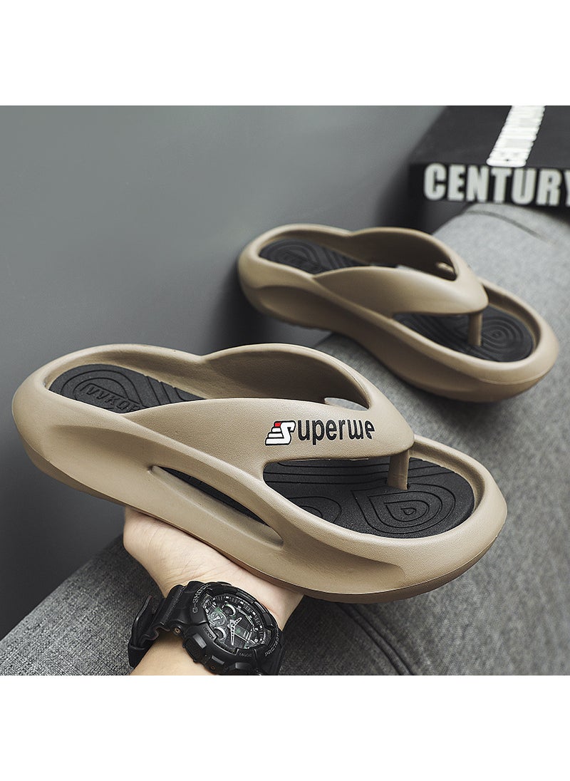 2023 thick-soled Simple Mens flip-flops EVA trendy fashion summer flip-flops for foreign tradeBrown Brown