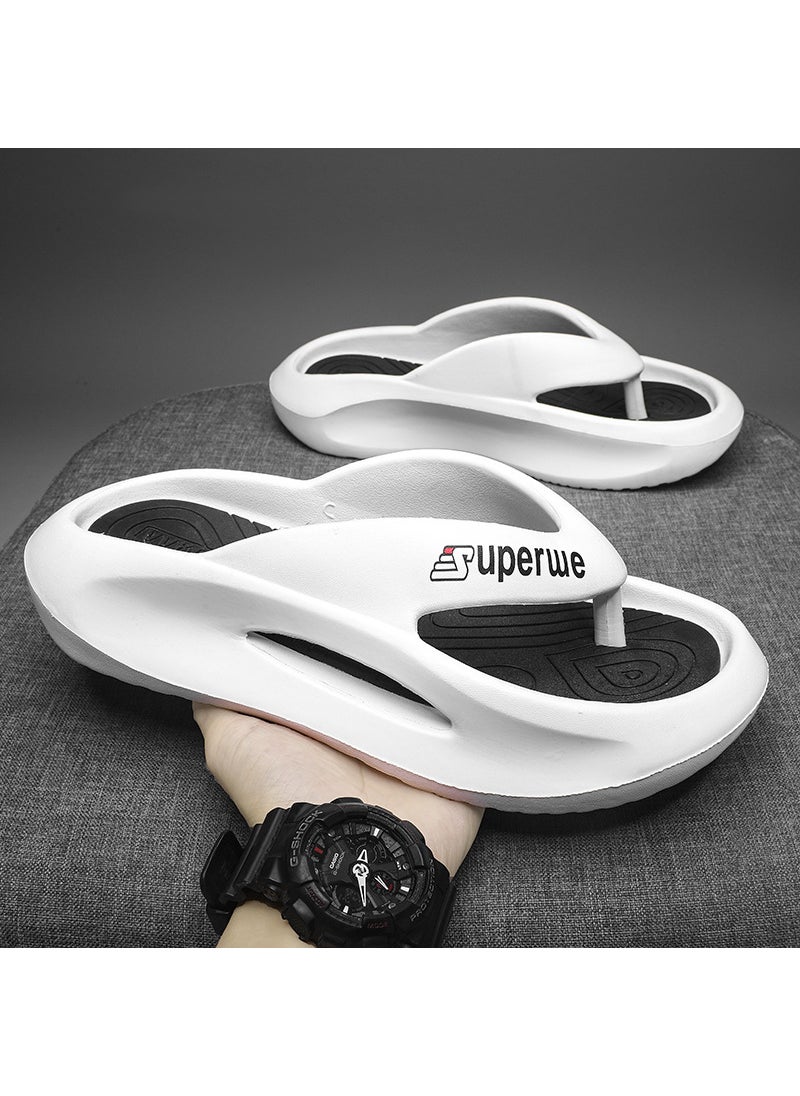 2023 thick-soled Simple Mens flip-flops EVA trendy fashion summer flip-flops for foreign tradeWhite Black White Black