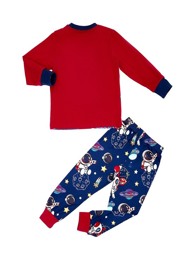 Cosmic Space Glow-in-the-Dark Cotton Pajama Set for Boys