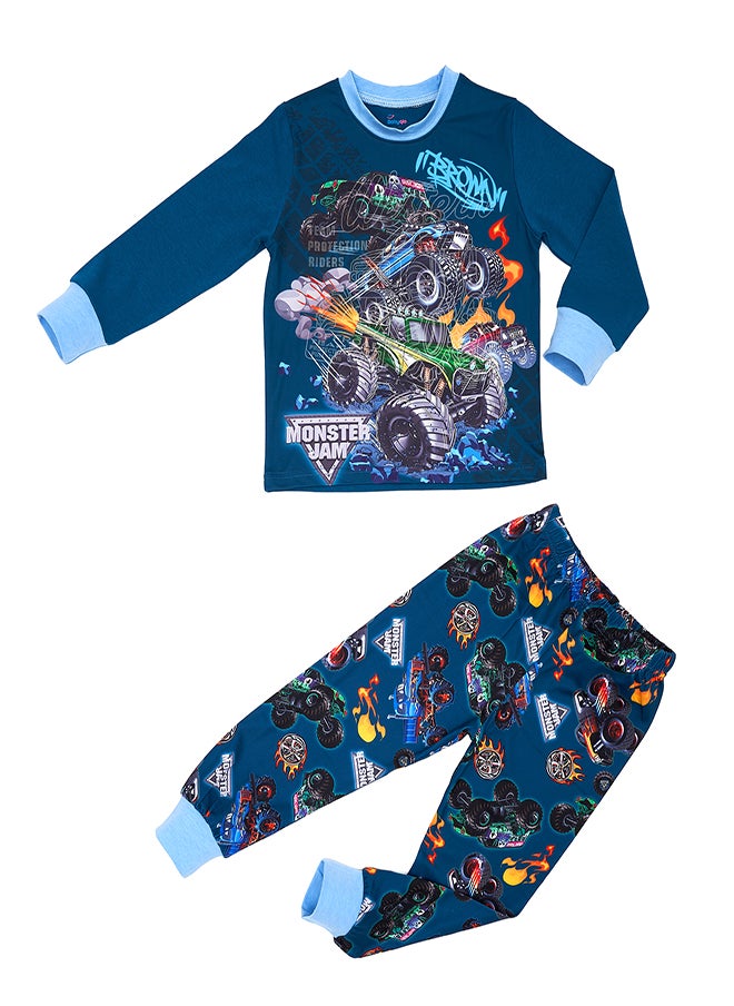 Monster Truck Glow-in-the-Dark Cotton Pajama Set for Boys