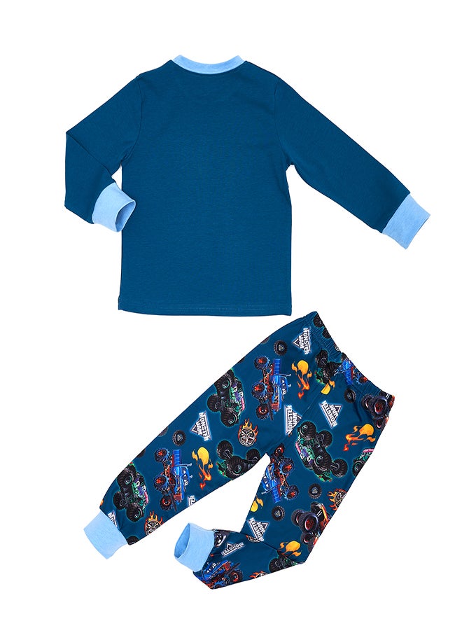 Monster Truck Glow-in-the-Dark Cotton Pajama Set for Boys