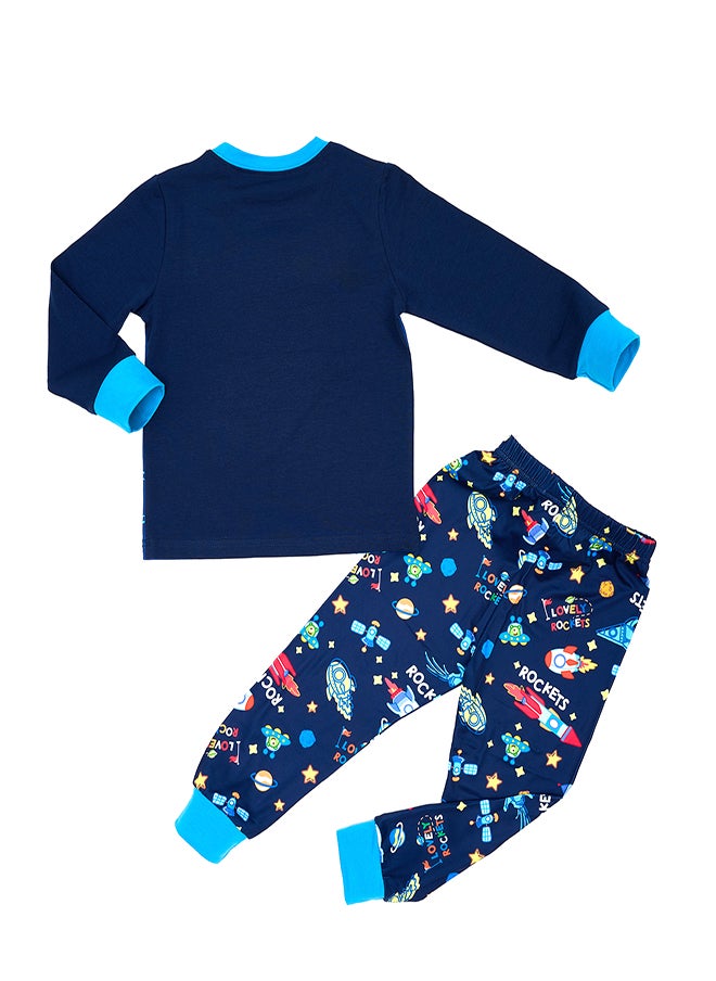 Rocket Travel Glow-in-the-Dark Cotton Pajama Set for Boys