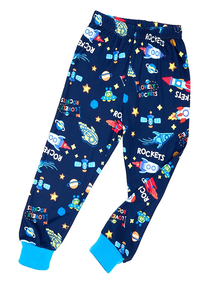 Rocket Travel Glow-in-the-Dark Cotton Pajama Set for Boys