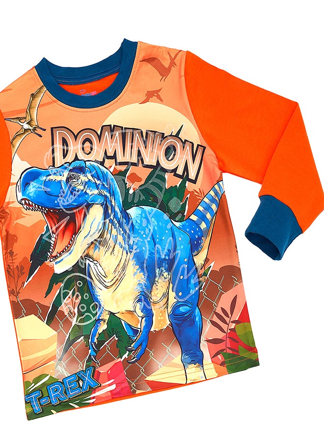 Dinosaur Dominion Glow-in-the-Dark Cotton Pajama Set for Boys