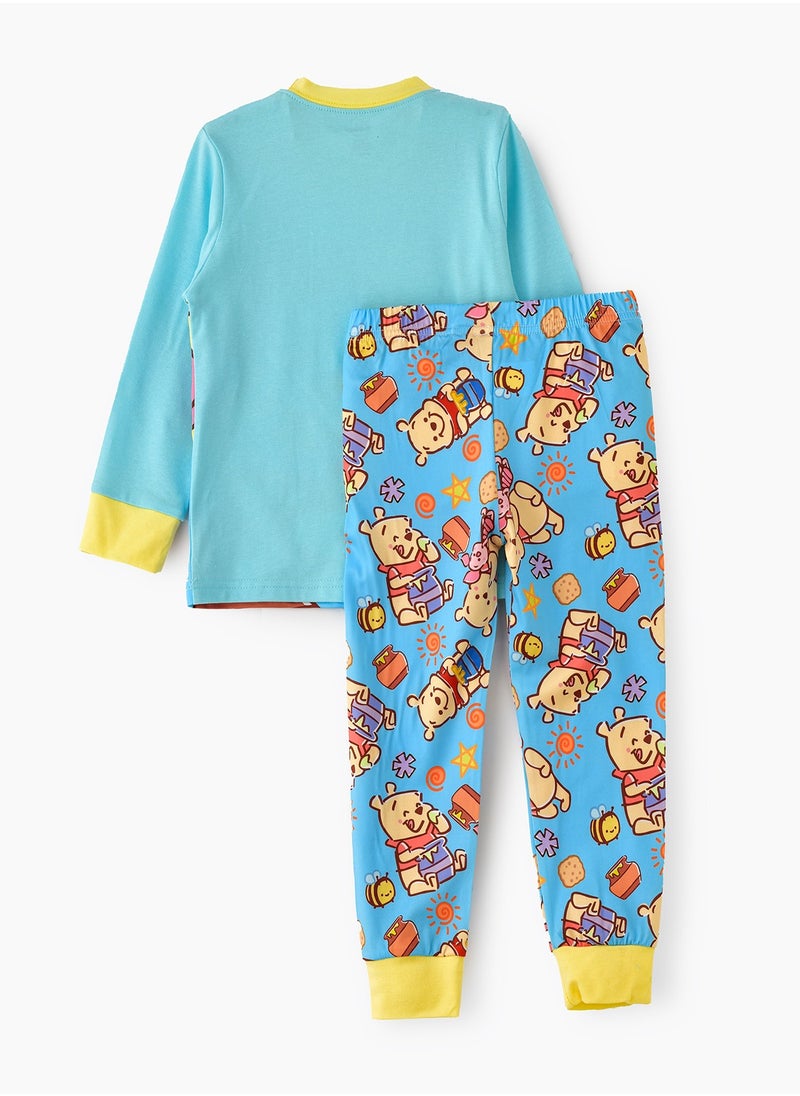 Cute bear printed cotton t-shirt with pajama sets for boys