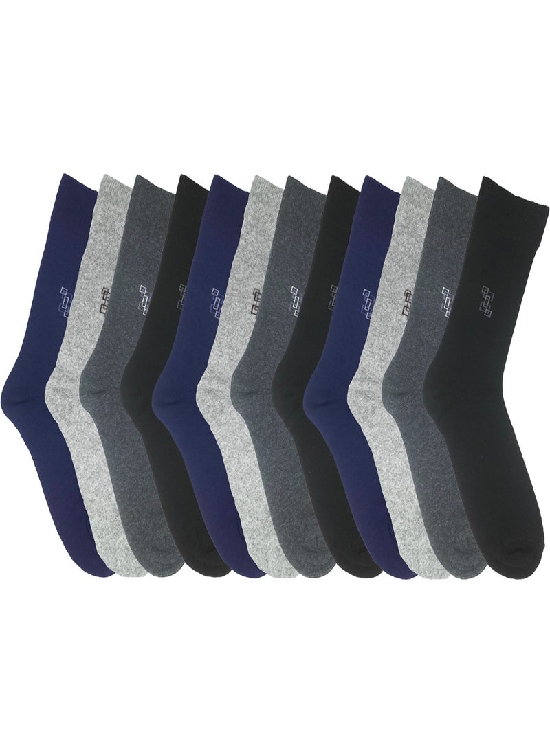 Men's 4 Season Cotton Mixed Color Economical Socks 12 Pack