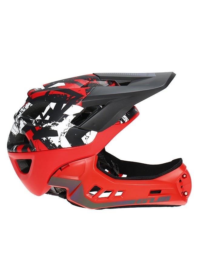 Detachable Full Face Helmet for Child Cycling Skating Skiing Reflective Safety Helmet with Visor and Warning Light