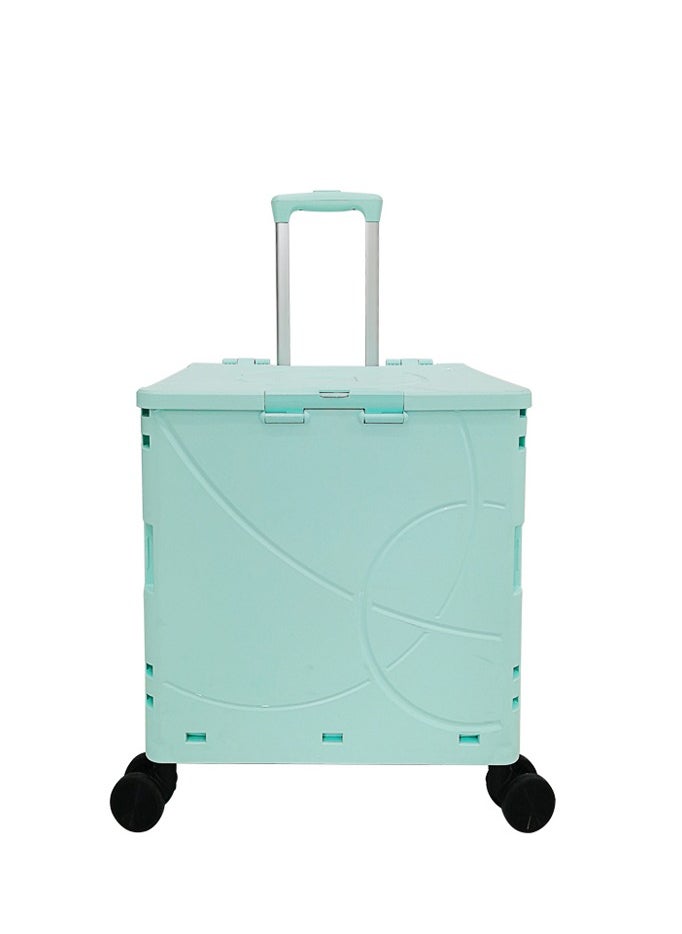 Portable supermarket folding shopping cart household universal wheel express grocery shopping cart load-bearing camping trolley 48L