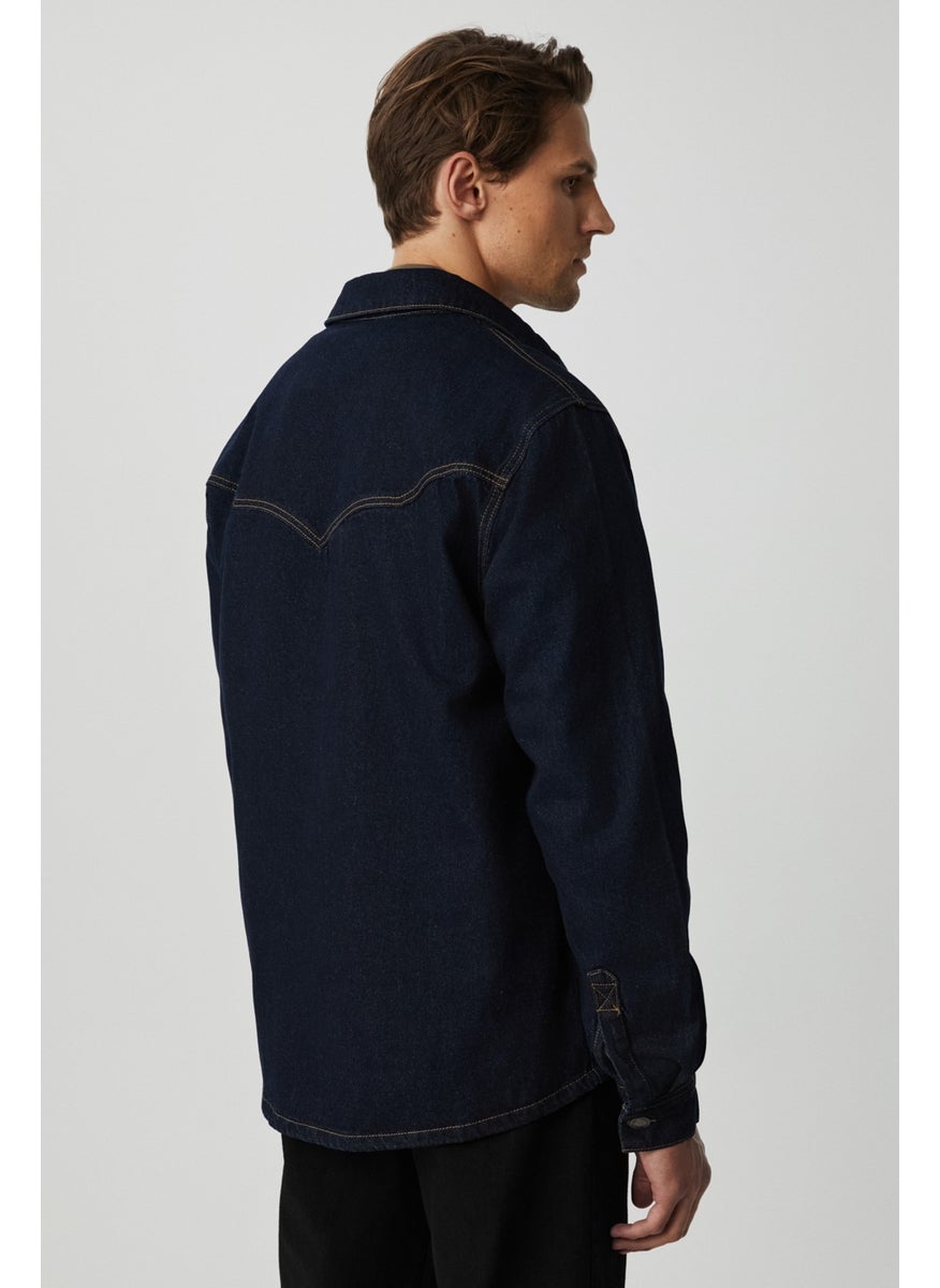 Borna Men's Denim Oversize Navy Blue Jacket