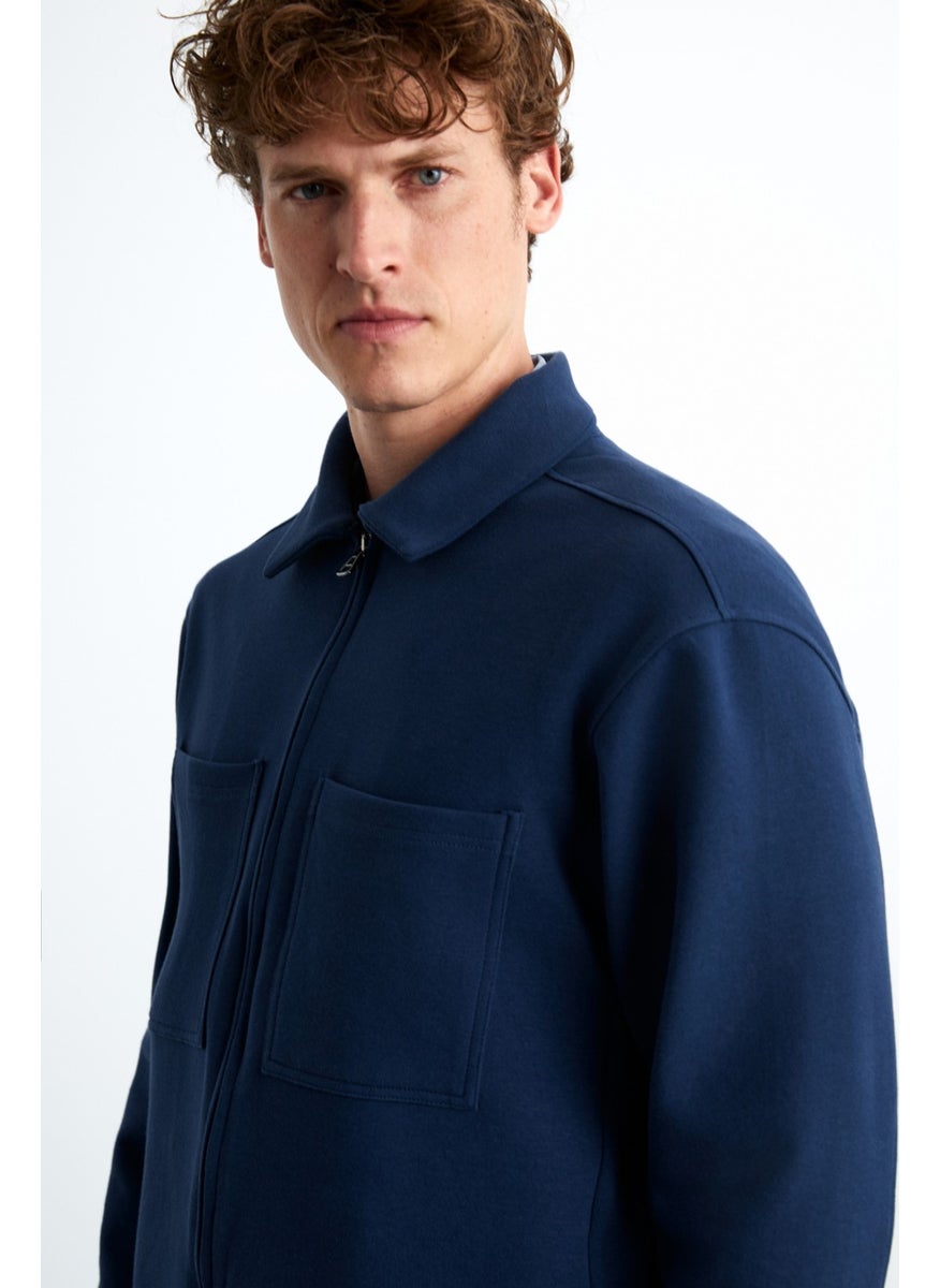 Calpe Men's 100% Cotton Navy Blue Jacket