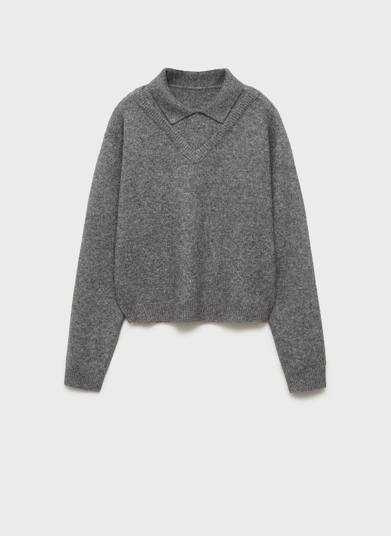 Combined Shirt Collar Sweater