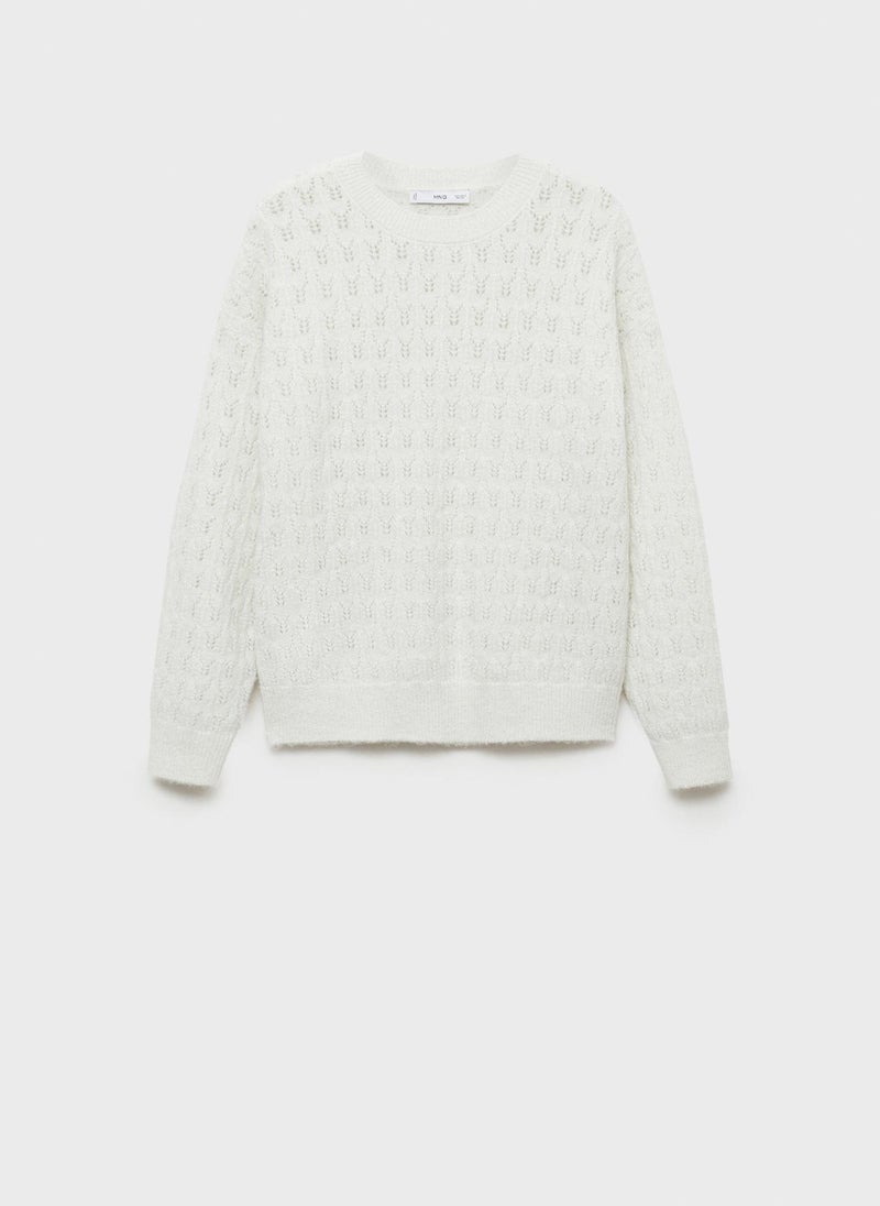 Lurex Details Openwork Sweater