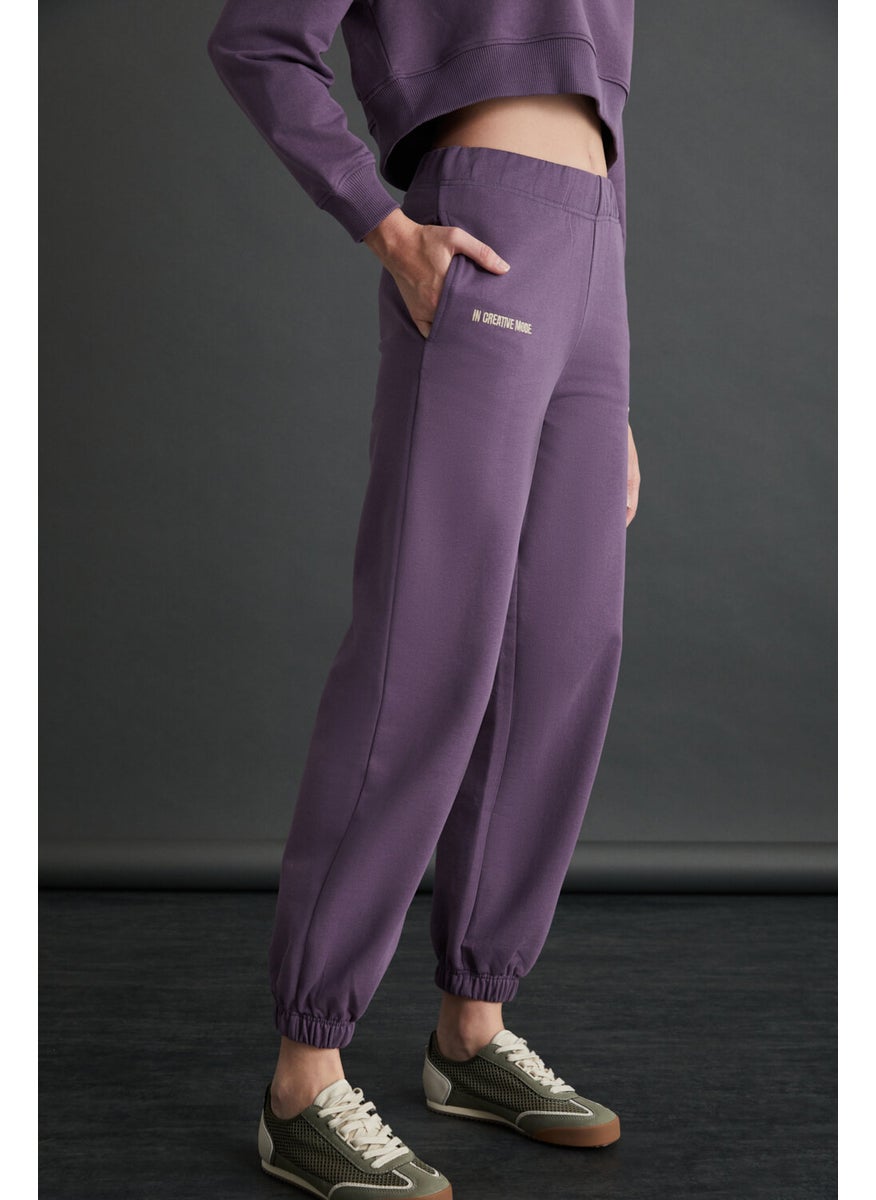 Grısell Women's 3 Thread Raised Organic Cotton Purple Sweatpants