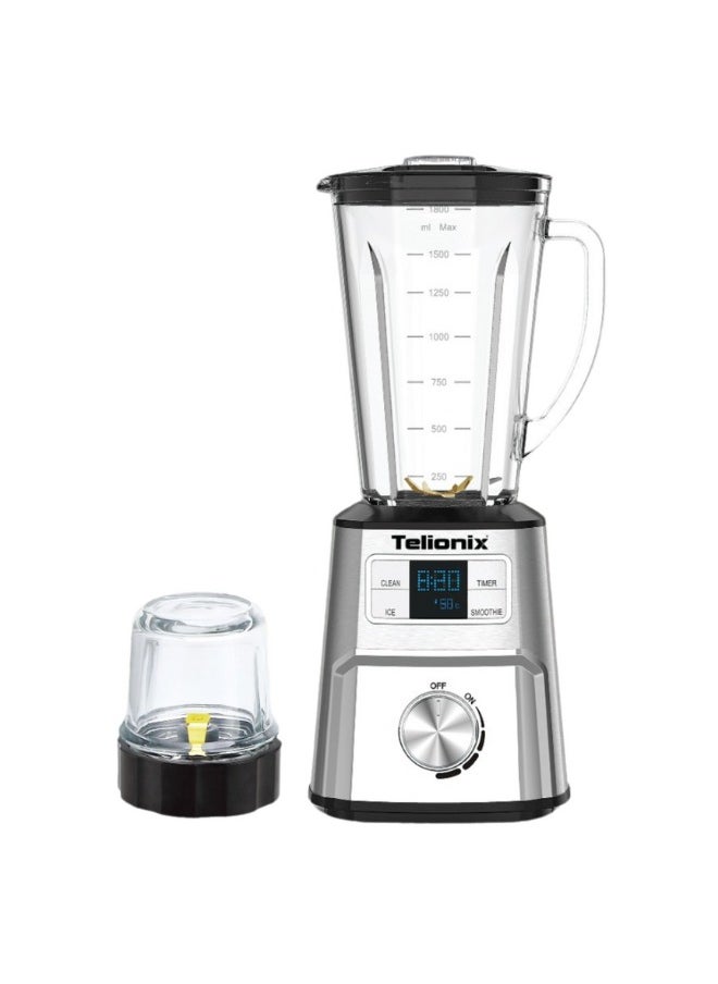 2 in 1 Digital Blender, 1.8L Glass Coffee Jar, LCD Display, Variable Speed Control, 6 Blades, Copper Motor, Ice Crushing & Auto Clean, 1200W