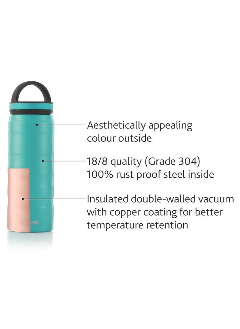 Borosil Stainless Steel Ace- Vacuum Insulated Flask Water Bottle, 600ML