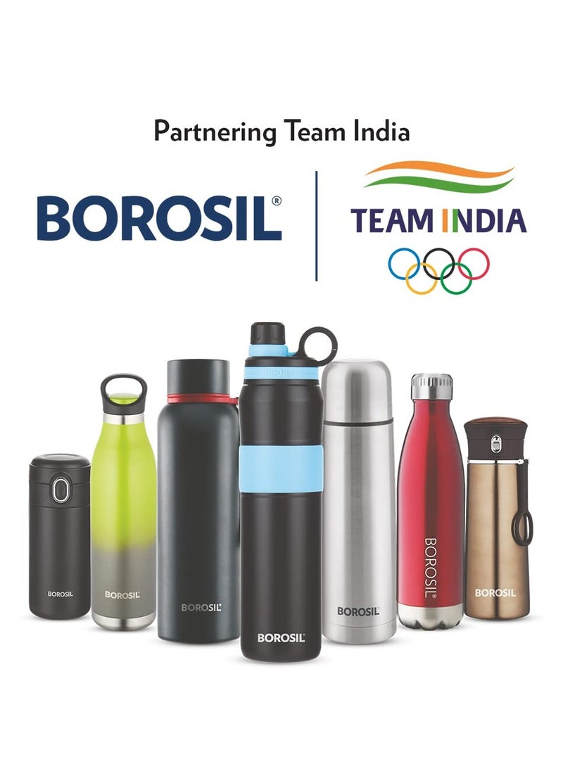 Borosil Stainless Steel Ace- Vacuum Insulated Flask Water Bottle, 600ML