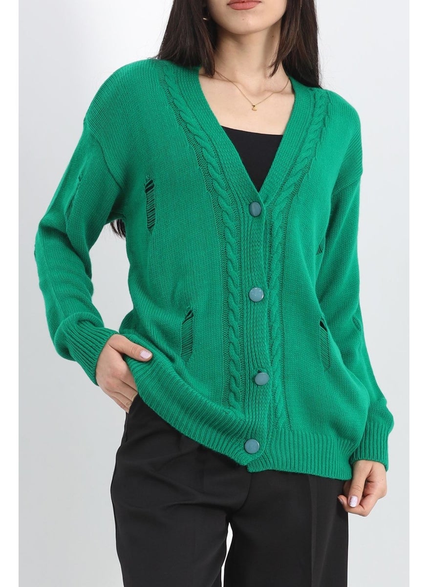 Ripped Knit Detail Cardigan Green - 19221.1810.