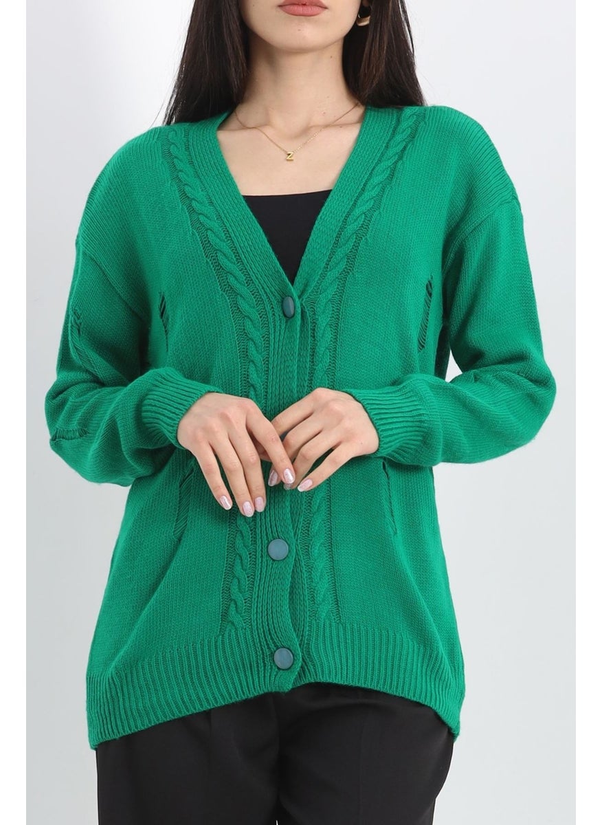 Ripped Knit Detail Cardigan Green - 19221.1810.