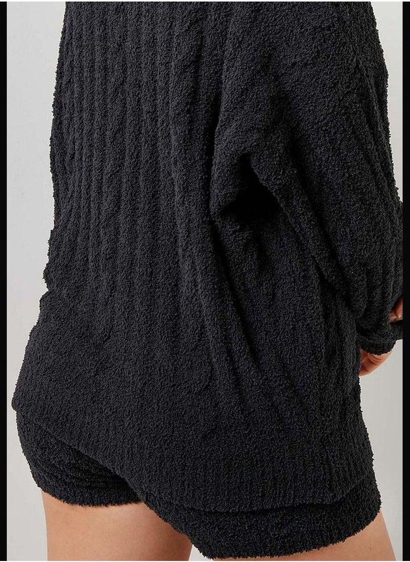 Cable-Knit Chenille Lounge Cardigan