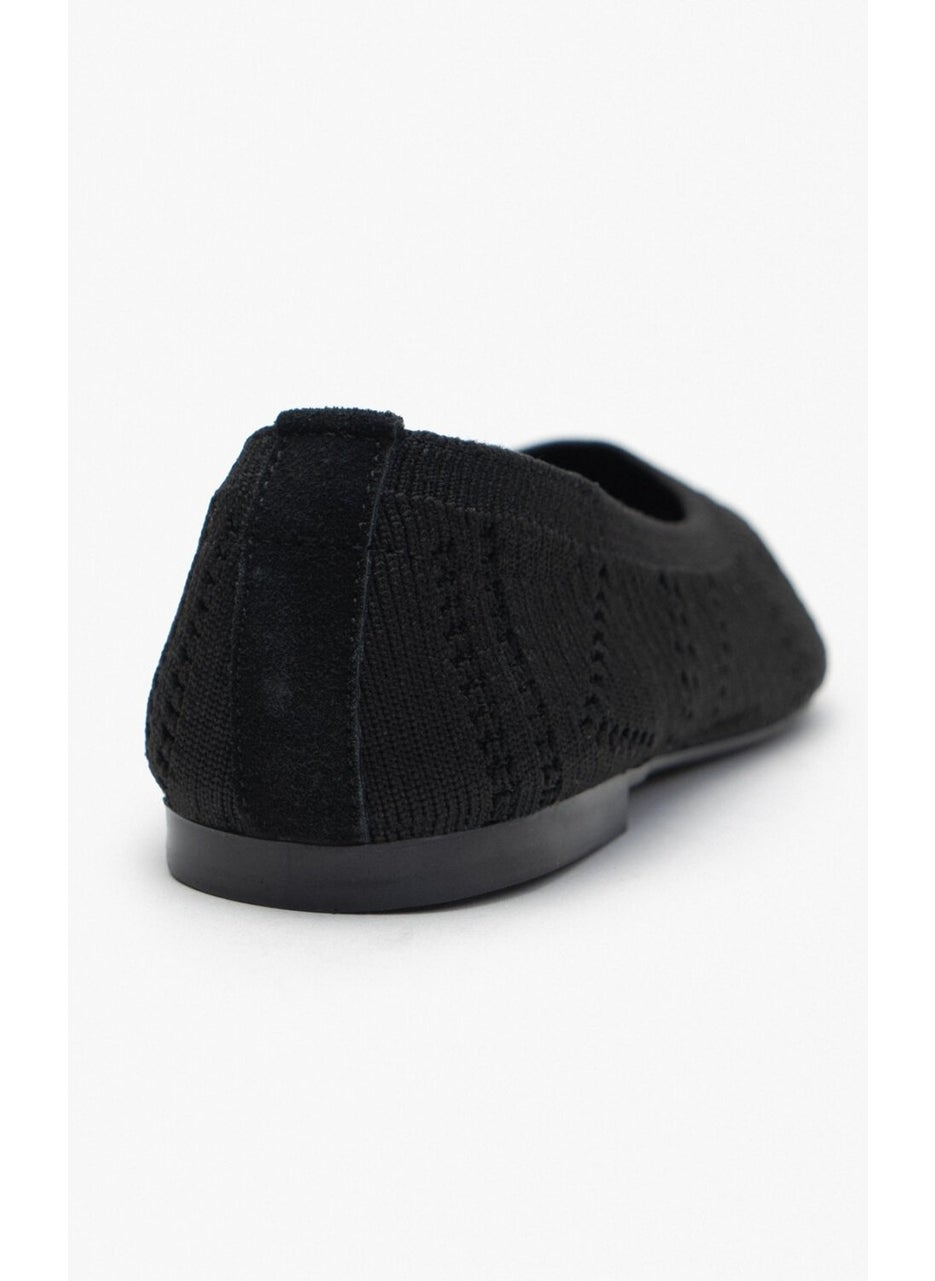 Betty Black Knitwear Patterned Flat Sole Women's Flat Shoes