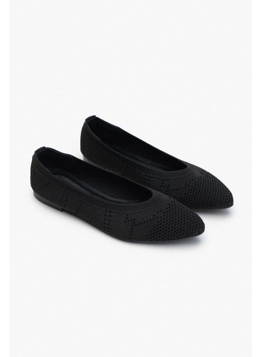 Betty Black Knitwear Patterned Flat Sole Women's Flat Shoes