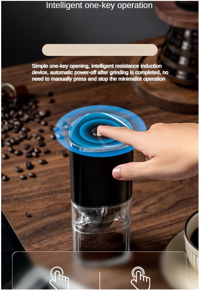 Portable Electric Coffee Grinder, Compact Automatic Conical Burr Grinder Coffee Bean Grinder with Muli Grind Setting, USB Rechargeable Simple Push Button Operation with Brush