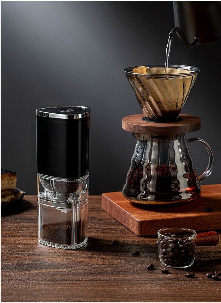 Portable Electric Coffee Grinder, Compact Automatic Conical Burr Grinder Coffee Bean Grinder with Muli Grind Setting, USB Rechargeable Simple Push Button Operation with Brush