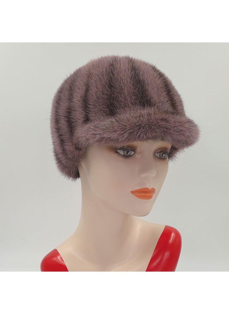 New Korean Velvet Mink Hat for Women Winter Warm Fashion CapCameo Brown Cameo Brown