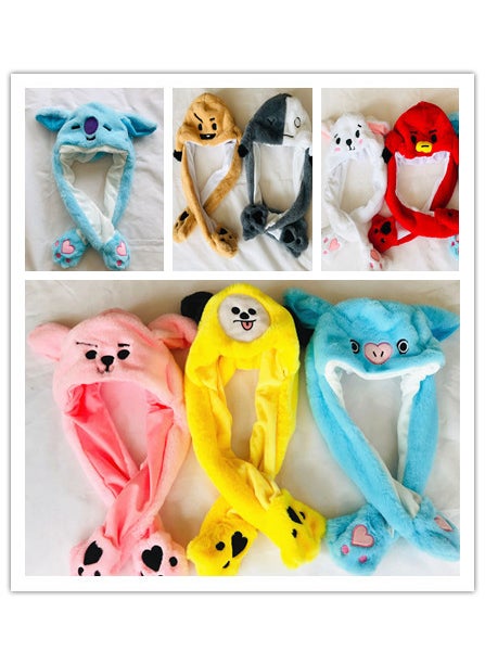 Korean Jimin Cartoon Plush Moving Ears HatPony TikTok hat Pony TikTok hat