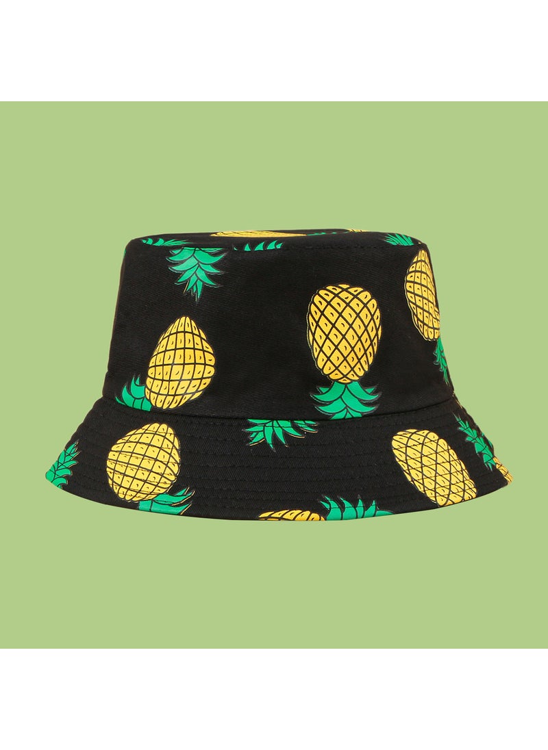 Summer Sun Protection Wide-Brimmed Fisherman HatPineapple Fisherman Hat-Black Pineapple Fisherman Hat-Black