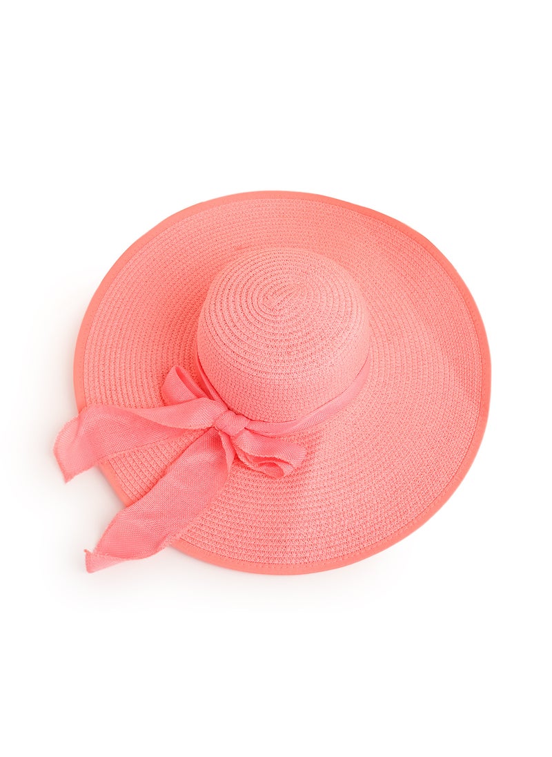 Korean Fashion Solid Color Sun Hat with BowknotOversized Bowknot Straw Hat-Pink Oversized Bowknot Straw Hat-Pink