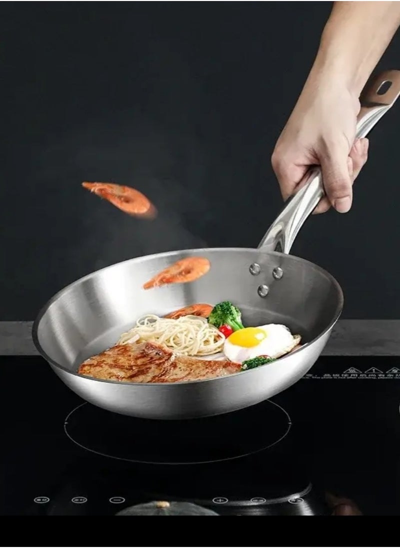 Stainless Steel Open Frypan, Silver