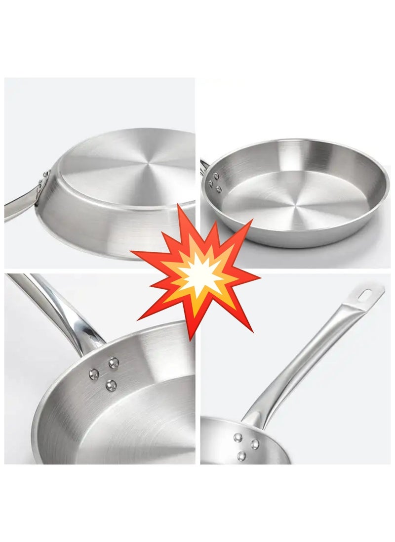 Stainless Steel Open Frypan, Silver