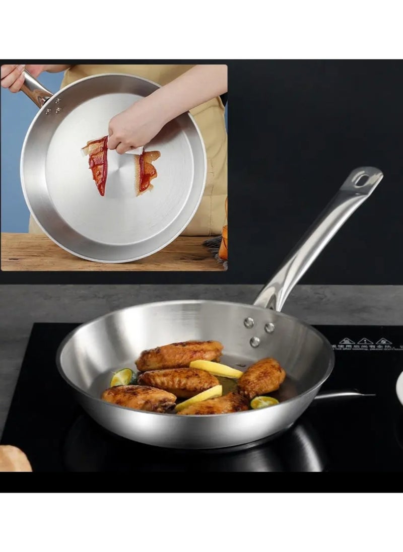 Stainless Steel Open Frypan, Silver